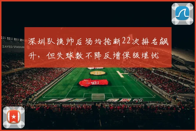 深圳队换帅后场均抢断22次排名飙升，但失球数不降反增保级堪忧